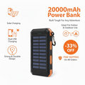 Outdoor 20000mAh Solar Power Bank Water Resistant