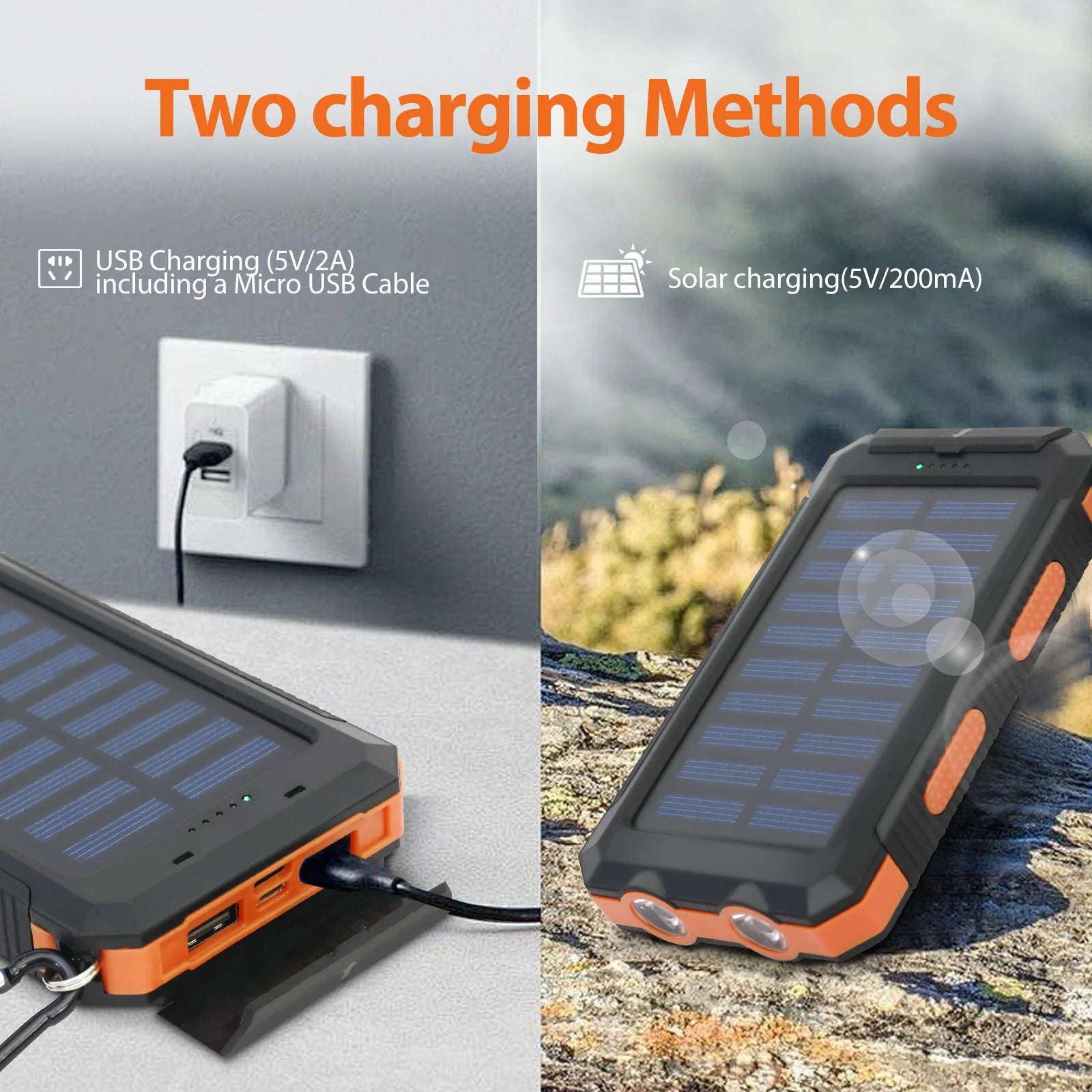 Outdoor 20000mAh Solar Power Bank Water Resistant
