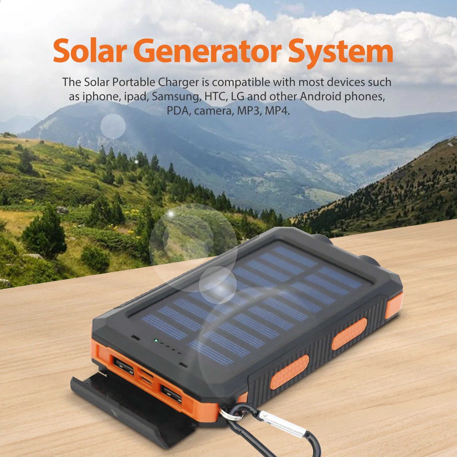 Outdoor 20000mAh Solar Power Bank Water Resistant