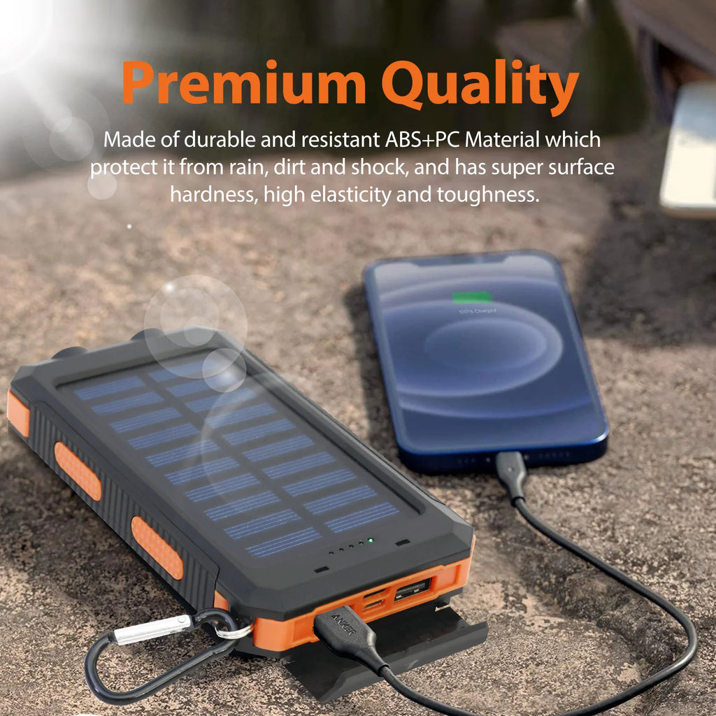 Outdoor 20000mAh Solar Power Bank Water Resistant