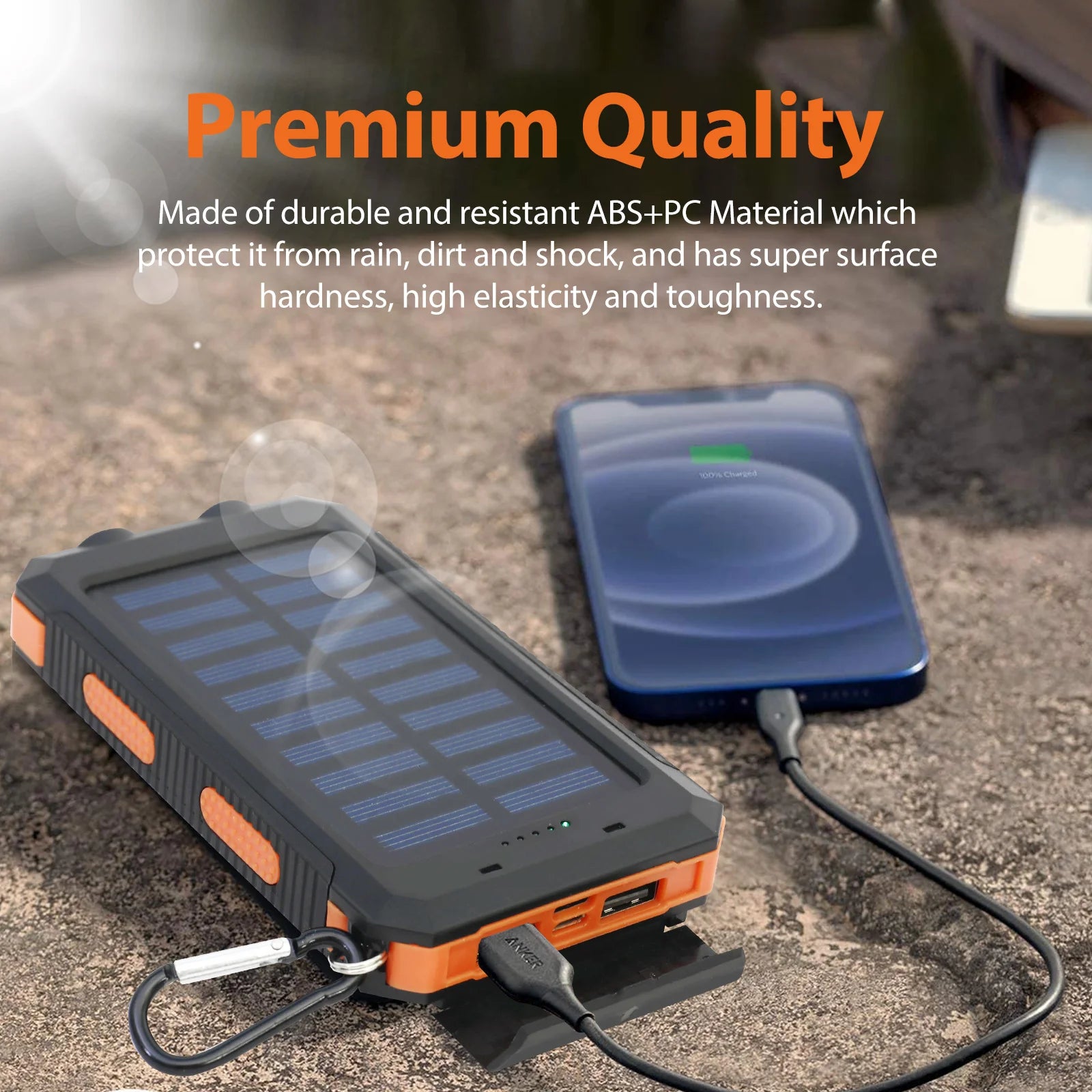 Outdoor 20000mAh Solar Power Bank Water Resistant