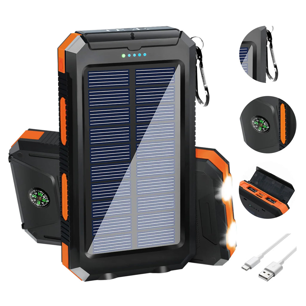 Outdoor 20000mAh Solar Power Bank Water Resistant