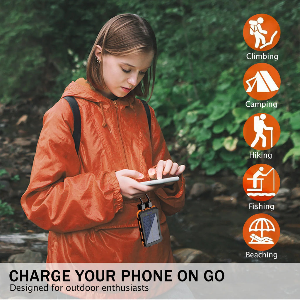 Outdoor 20000mAh Solar Power Bank Water Resistant